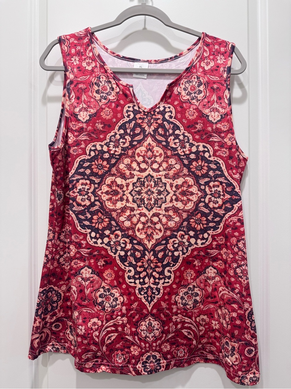Women's Red Floral Medallion Tank Top